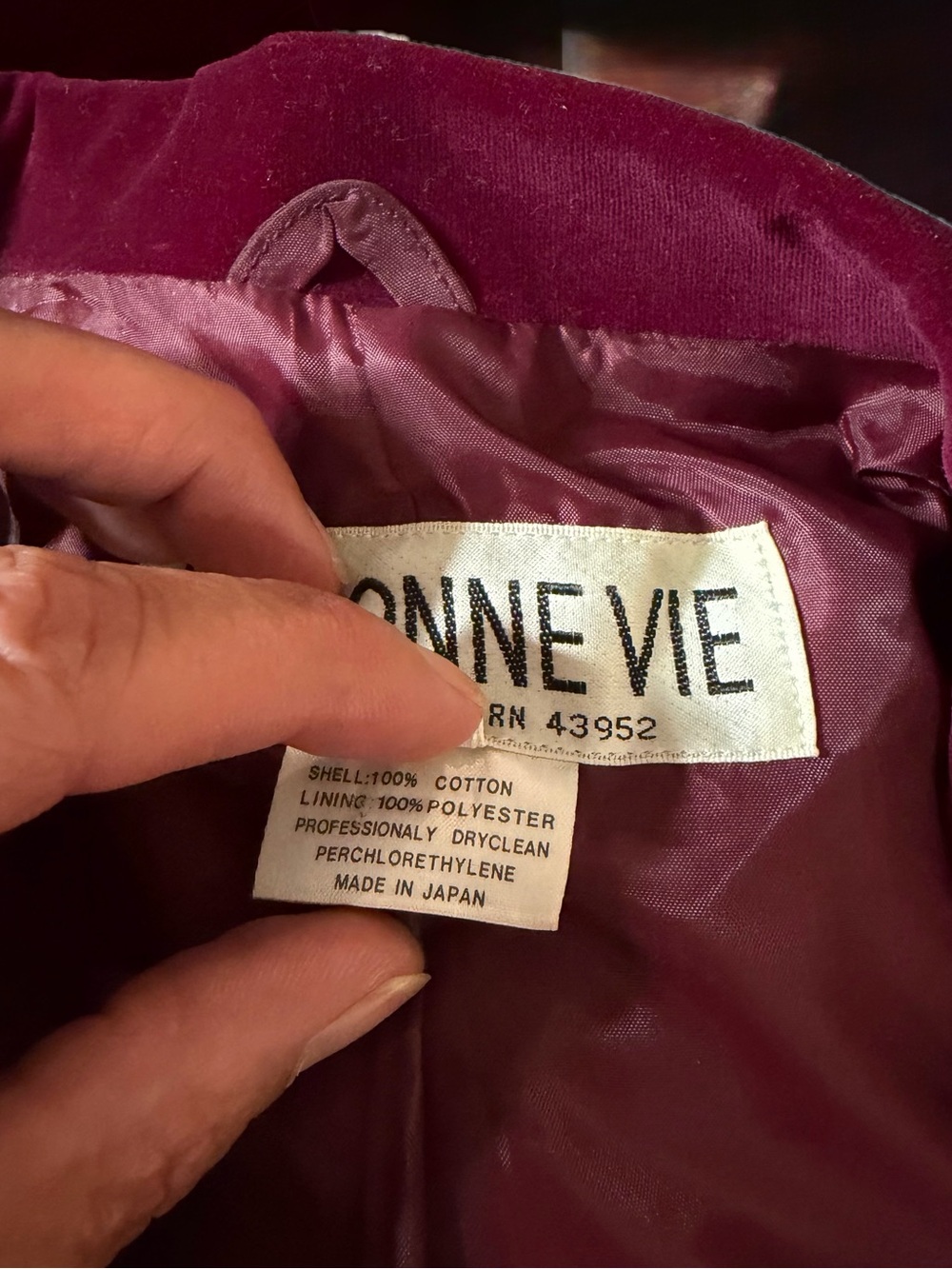 Vintage 80/90s Women's Velvet Blazer - Burgundy - Picture 3 of 7
